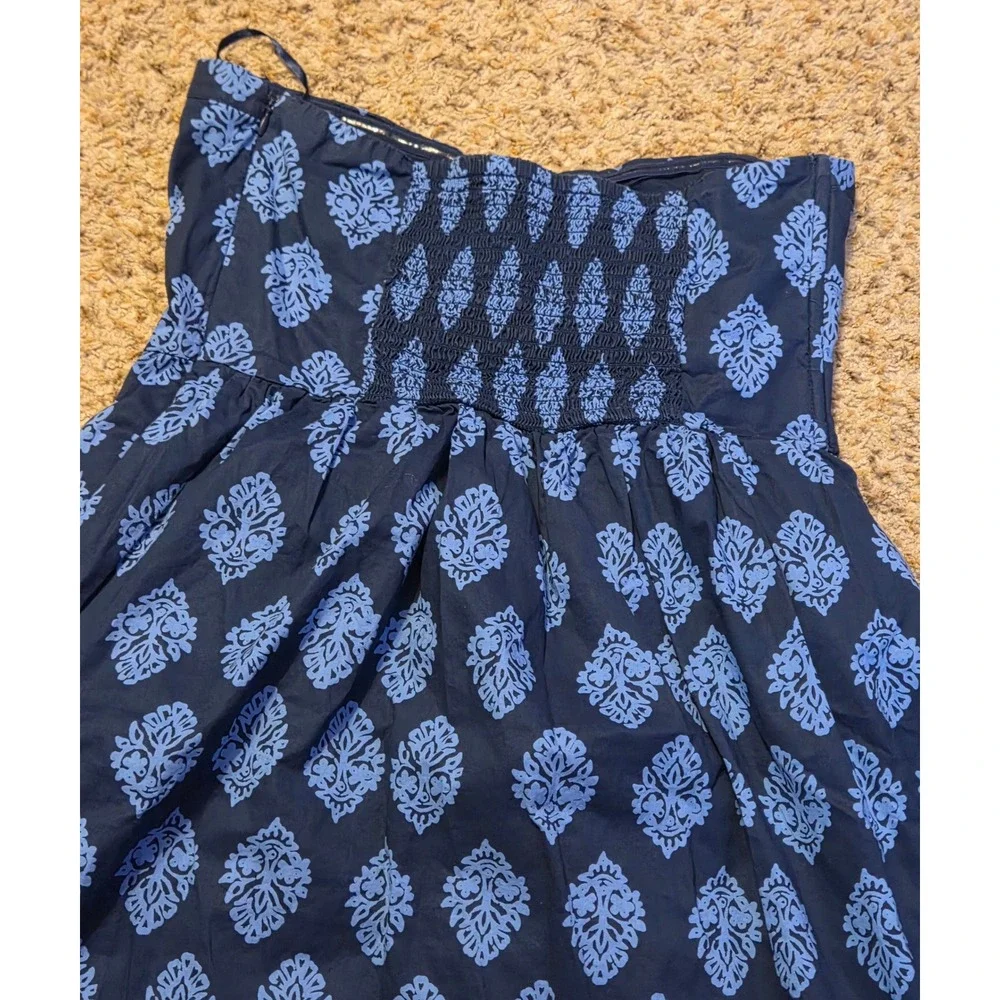 Old Navy Strapless Floral Print Dress Women's Size 14‎ Blue Side Zip